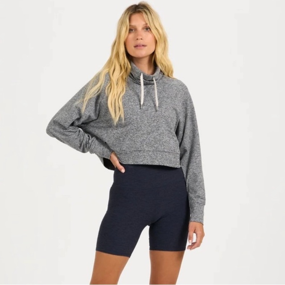 Vuori Cropped Heathered Gray Pullover Hoodie